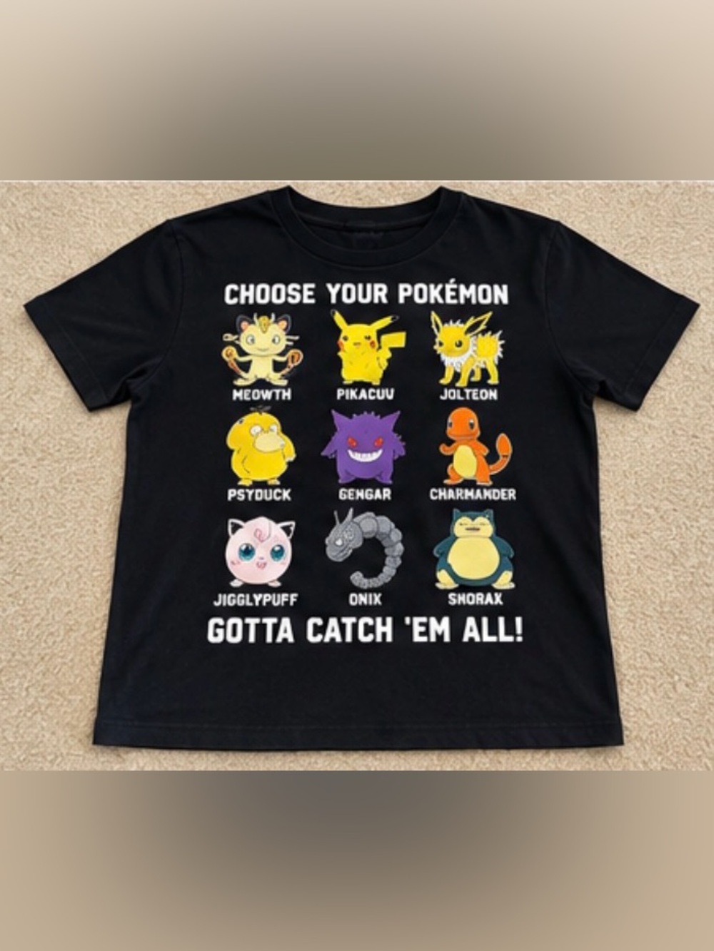 Old Navy Black Kids' Pokémon Graphic Tee with Colorful Character Grid